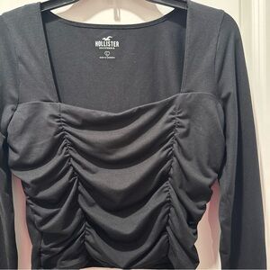 Hollister Black Ruched Long Sleeve Top